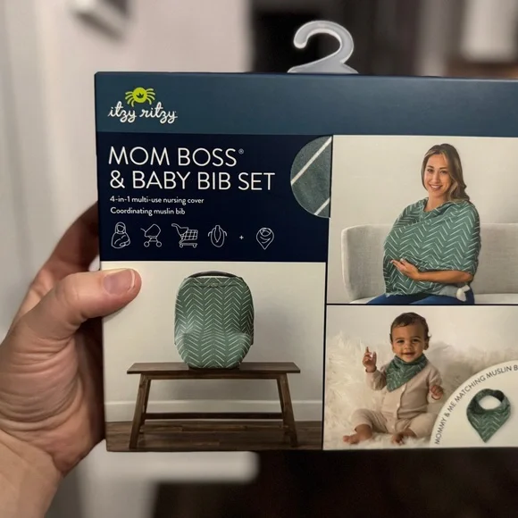 ITZY RITZY Mom Boss & Baby Bib Set in Sage Green - Picture 2 of 5